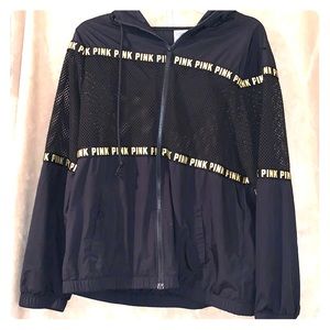 PINK Mesh Zip Up Sweater